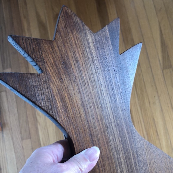 Vintage Japan Wood Pineapple Cheese Platter Server With Tile Insert And Knife - Picture 9 of 16